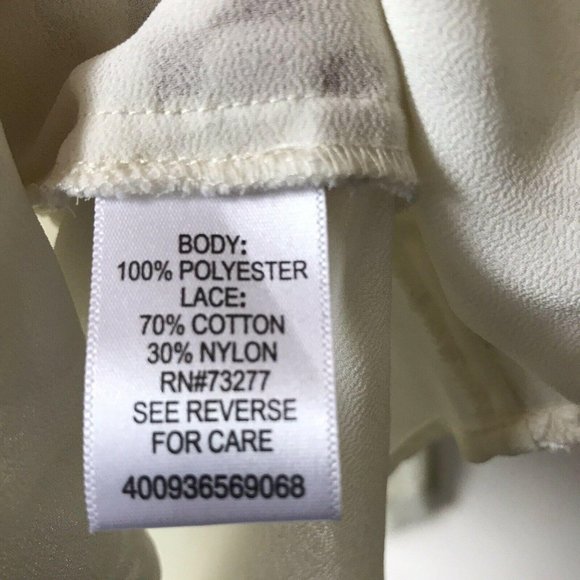 ELLE lace front blouse cream long sleeve button boho romantic soft feminine S - Picture 4 of 5